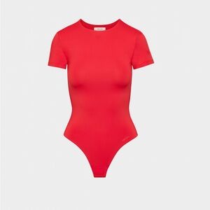 Aritzia Babaton Red Original Contour Crew Bodysuit